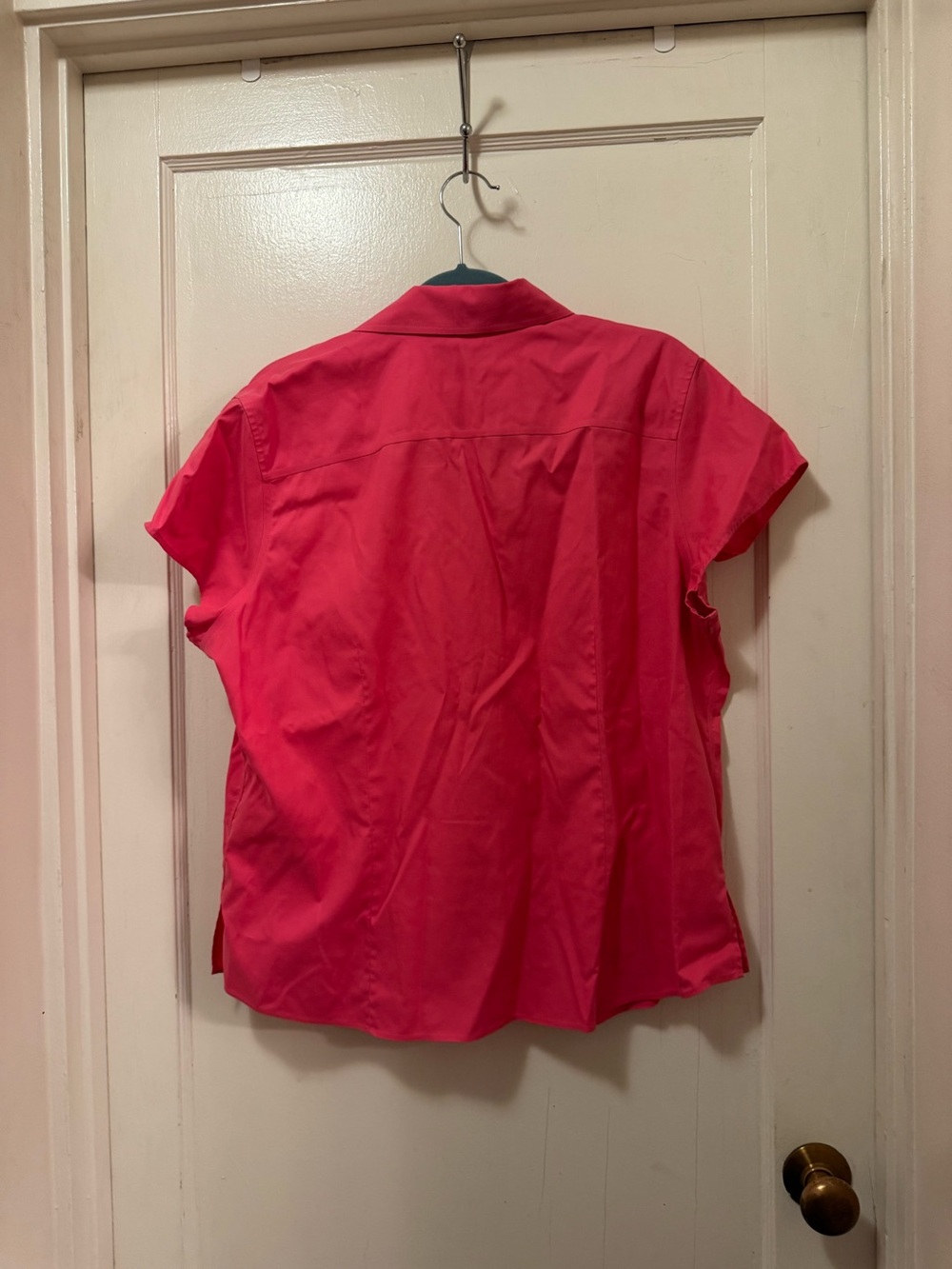 Coldwater Creek Short-Sleeve Button-Down Shirt in Hot Pink